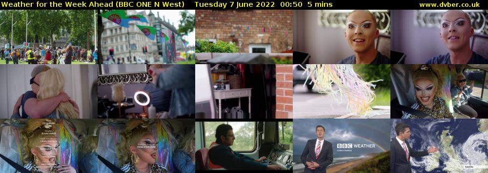 Weather for the Week Ahead (BBC ONE N West) Tuesday 7 June 2022 00:50 - 00:55