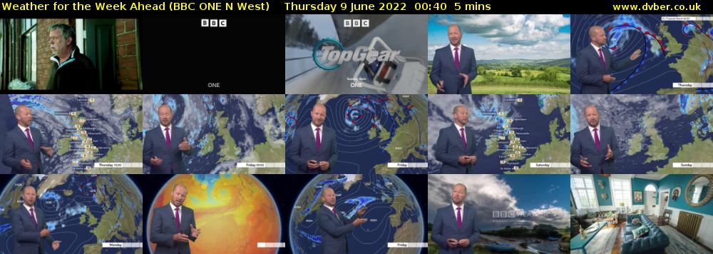 Weather for the Week Ahead (BBC ONE N West) Thursday 9 June 2022 00:40 - 00:45