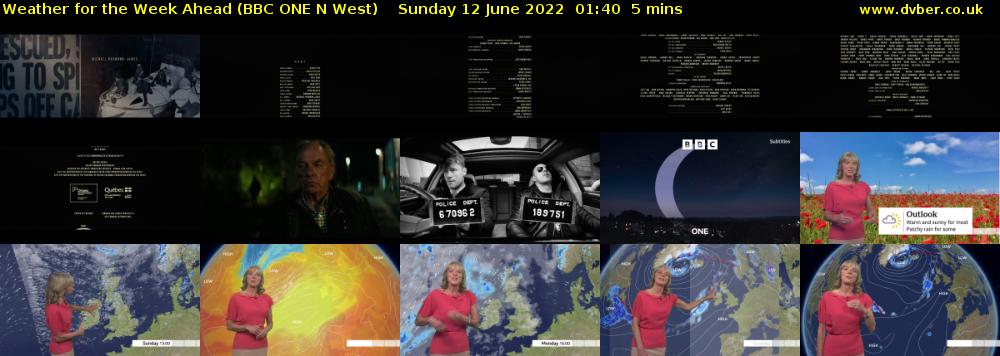 Weather for the Week Ahead (BBC ONE N West) Sunday 12 June 2022 01:40 - 01:45