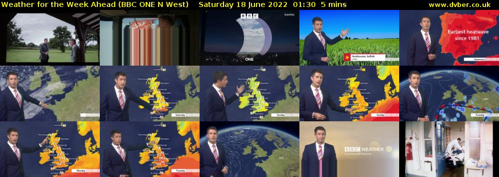Weather for the Week Ahead (BBC ONE N West) Saturday 18 June 2022 01:30 - 01:35
