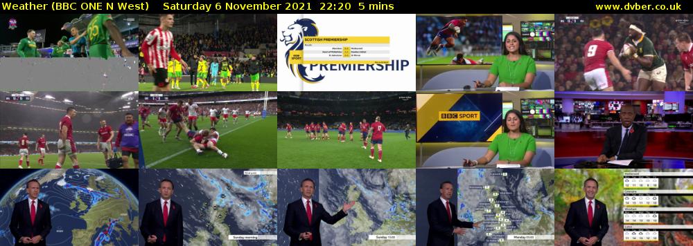 Weather (BBC ONE N West) Saturday 6 November 2021 22:20 - 22:25