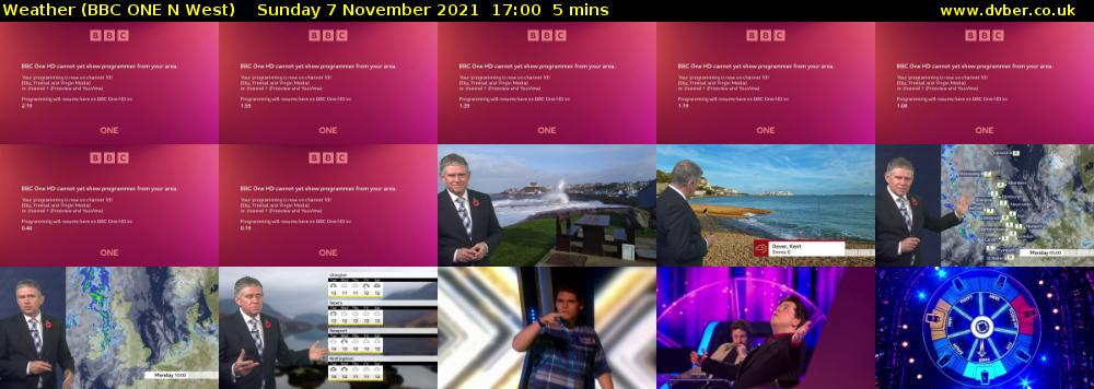 Weather (BBC ONE N West) Sunday 7 November 2021 17:00 - 17:05