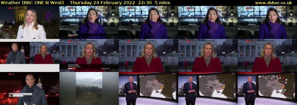 Weather (BBC ONE N West) Thursday 24 February 2022 22:30 - 22:35