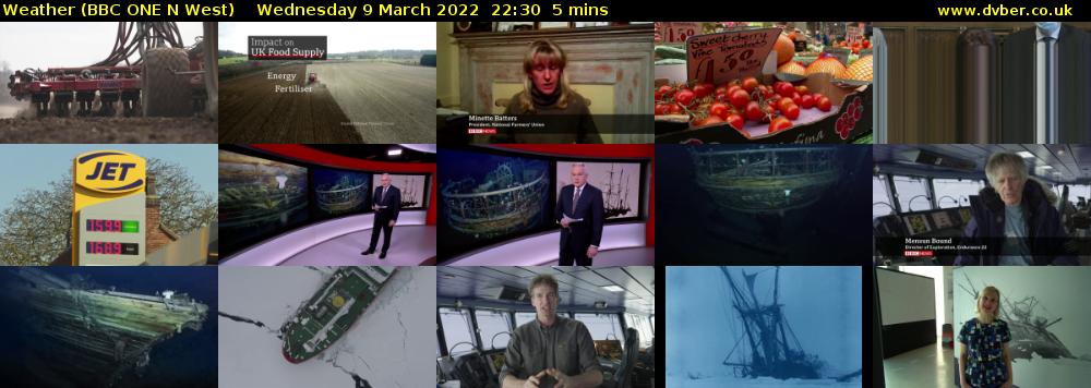 Weather (BBC ONE N West) Wednesday 9 March 2022 22:30 - 22:35