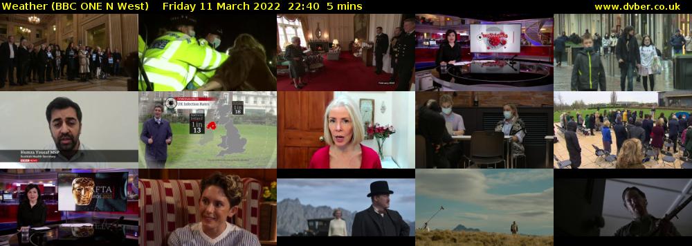Weather (BBC ONE N West) Friday 11 March 2022 22:40 - 22:45