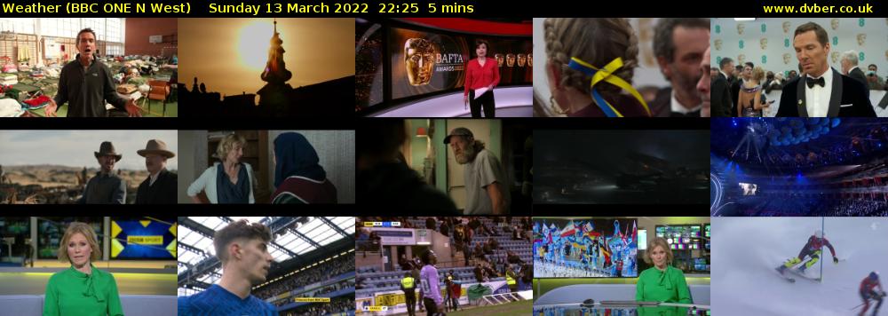 Weather (BBC ONE N West) Sunday 13 March 2022 22:25 - 22:30