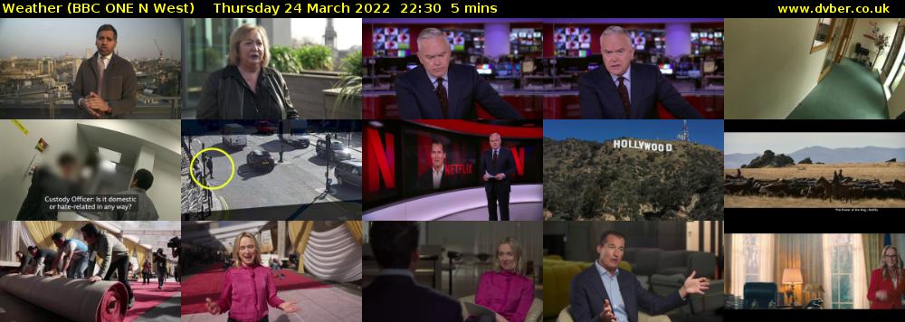 Weather (BBC ONE N West) Thursday 24 March 2022 22:30 - 22:35