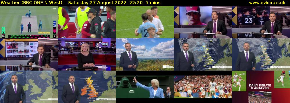 Weather (BBC ONE N West) Saturday 27 August 2022 22:20 - 22:25