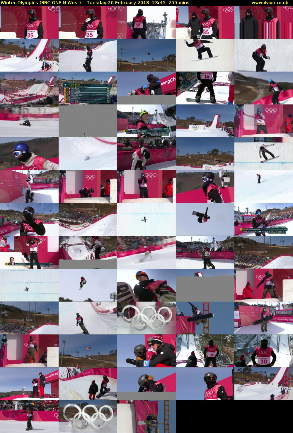 Winter Olympics (BBC ONE N West) Tuesday 20 February 2018 23:45 - 04:00