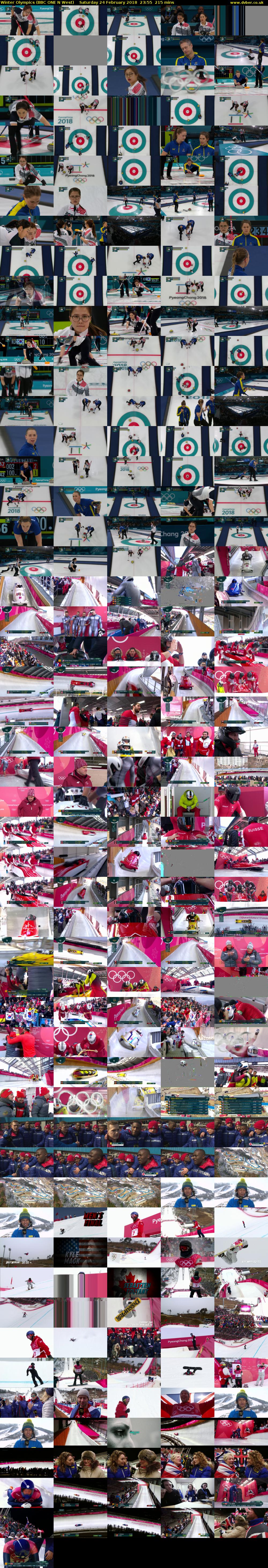 Winter Olympics (BBC ONE N West) Saturday 24 February 2018 23:55 - 03:30