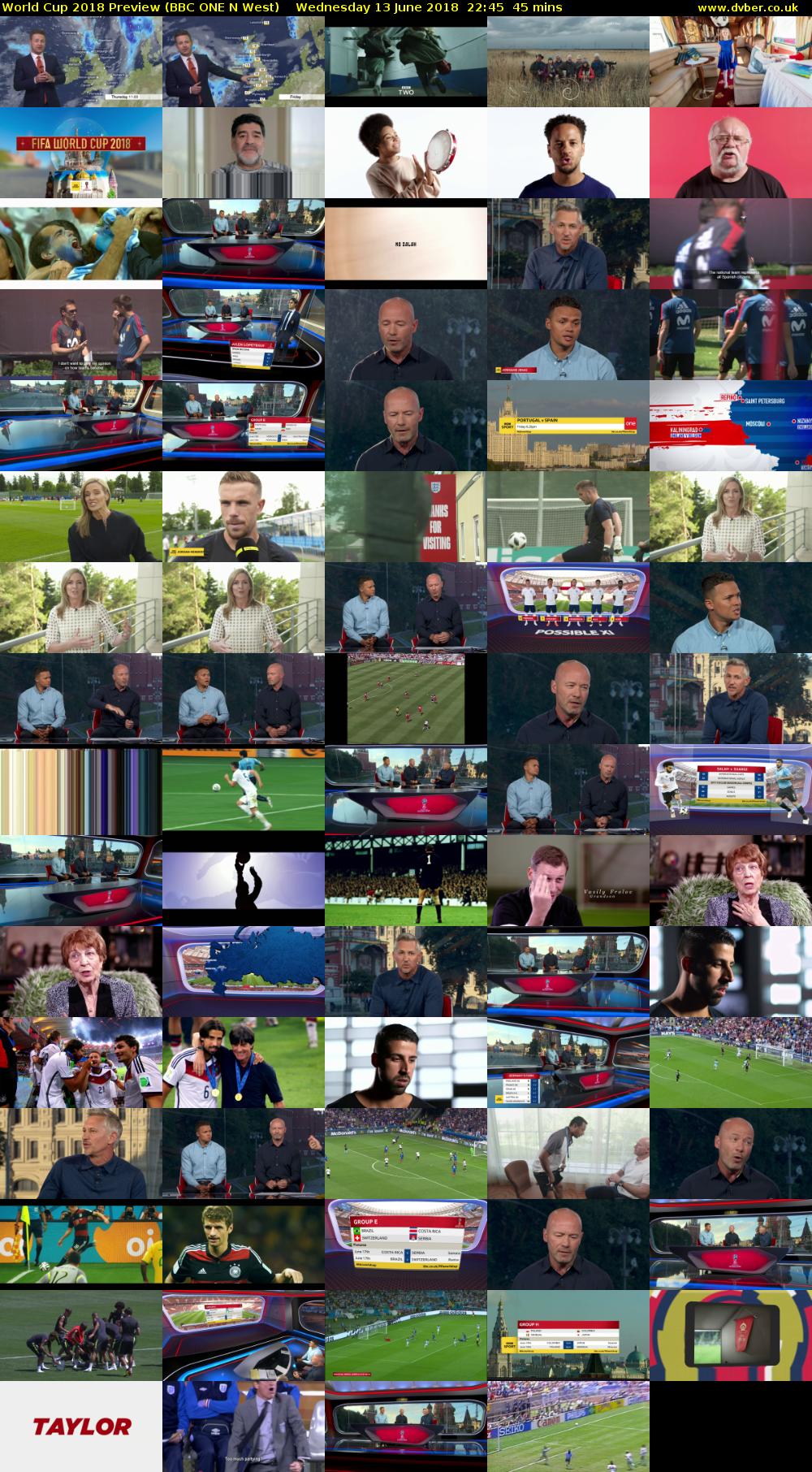 World Cup 2018 Preview (BBC ONE N West) Wednesday 13 June 2018 22:45 - 23:30