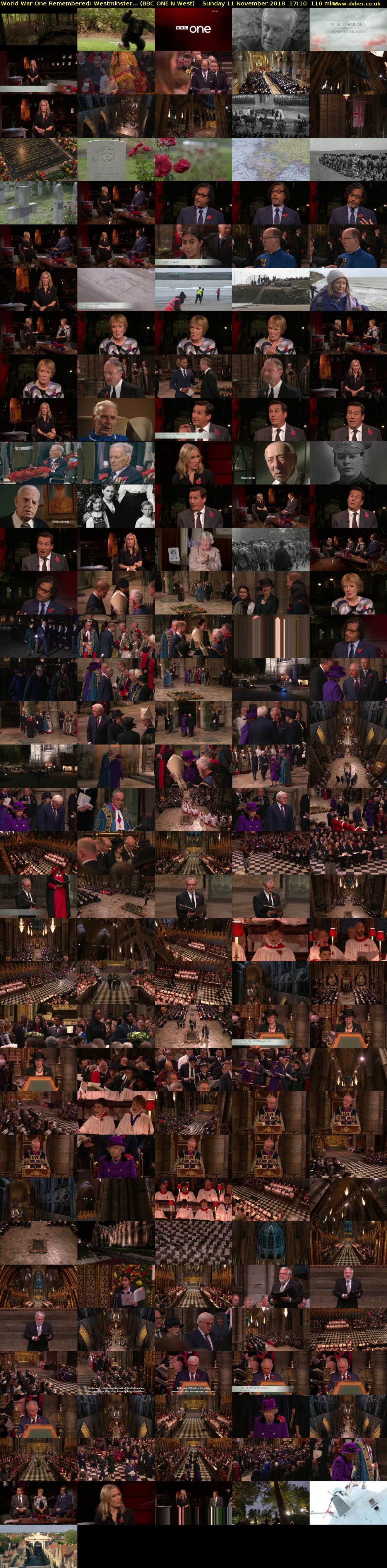 World War One Remembered: Westminster... (BBC ONE N West) Sunday 11 November 2018 17:10 - 19:00