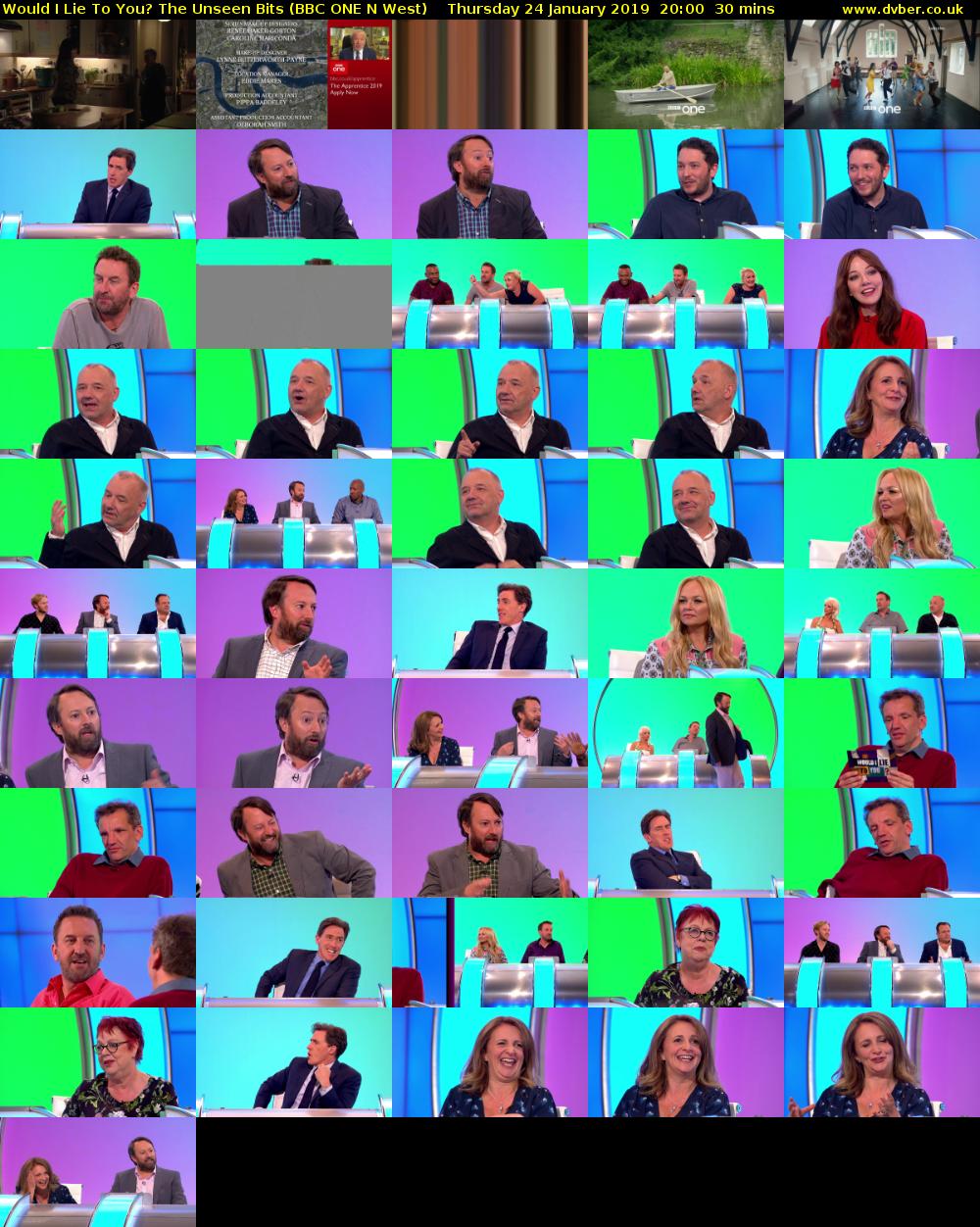 Would I Lie To You? The Unseen Bits (BBC ONE N West) Thursday 24 January 2019 20:00 - 20:30