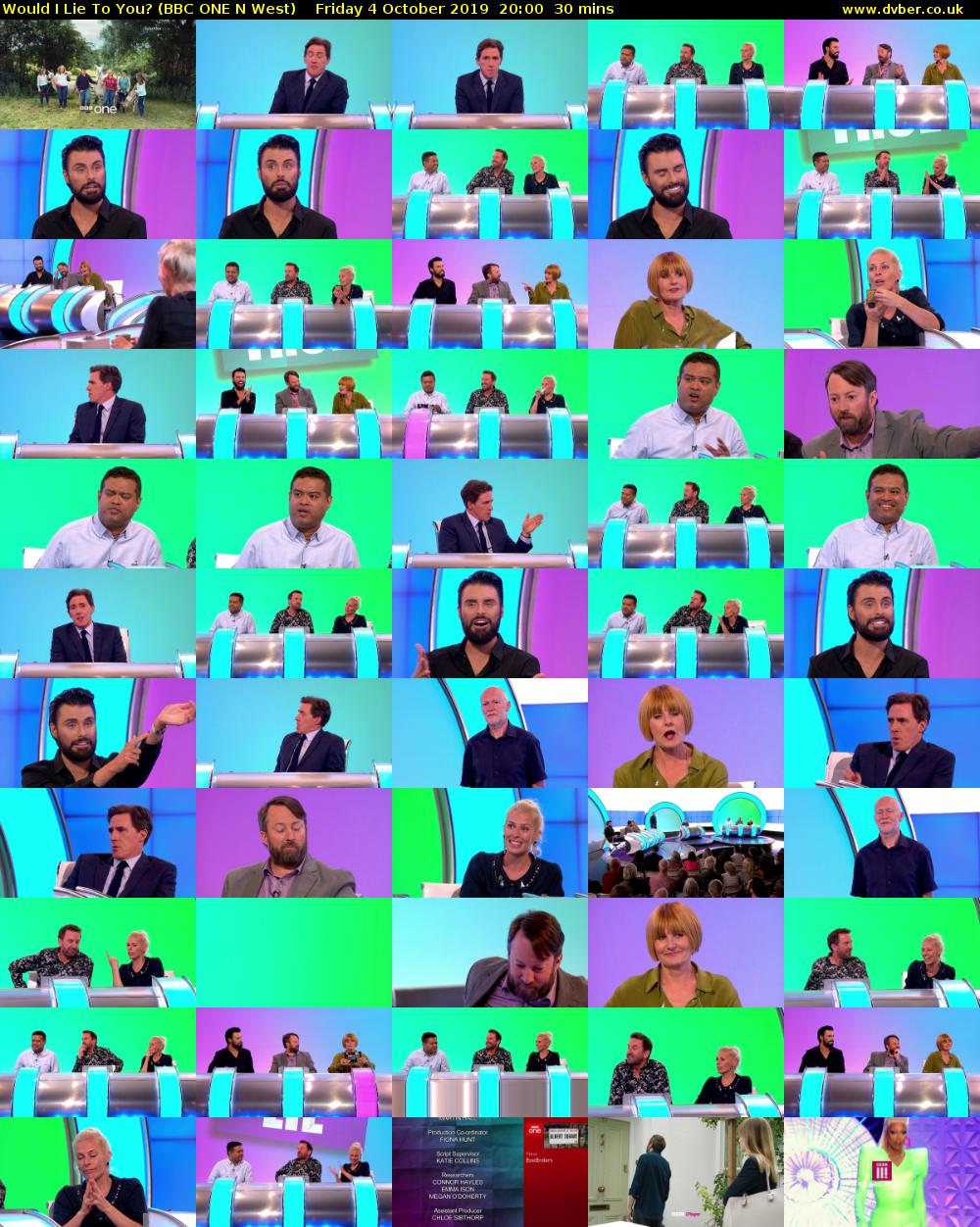Would I Lie To You? (BBC ONE N West) Friday 4 October 2019 20:00 - 20:30
