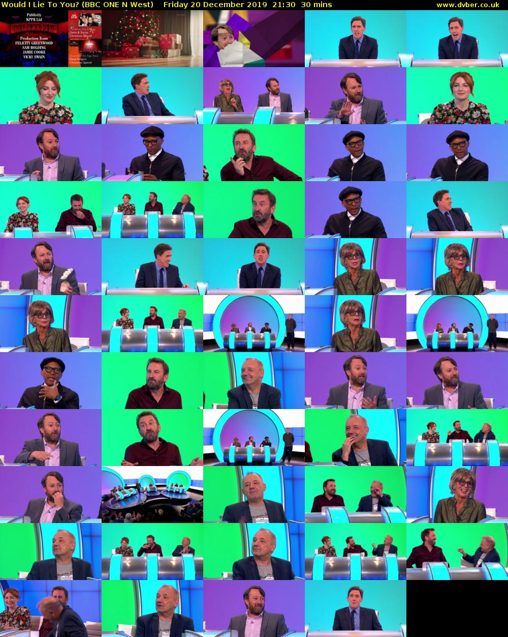 Would I Lie To You? (BBC ONE N West) Friday 20 December 2019 21:30 - 22:00