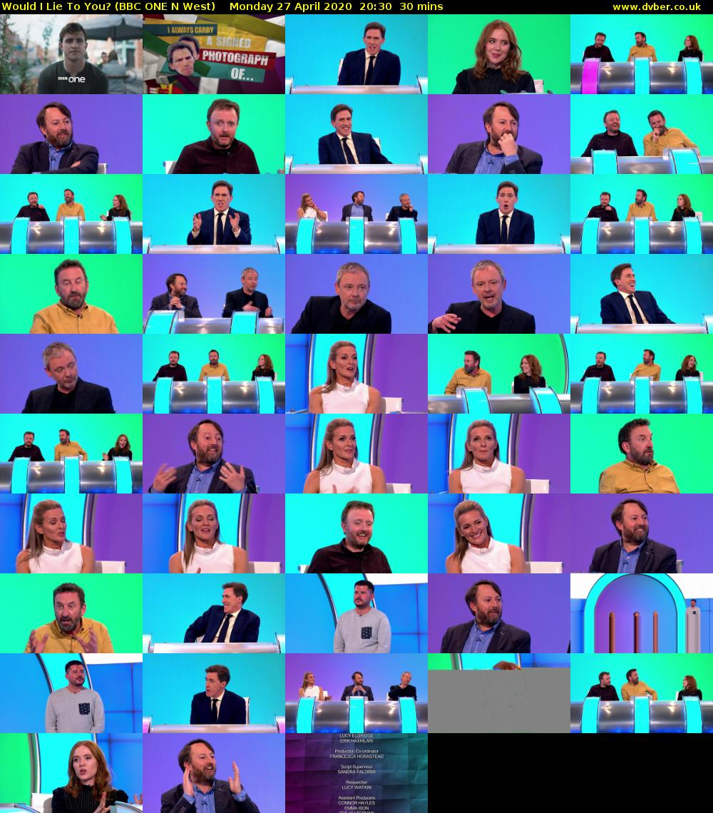 Would I Lie To You? (BBC ONE N West) Monday 27 April 2020 20:30 - 21:00