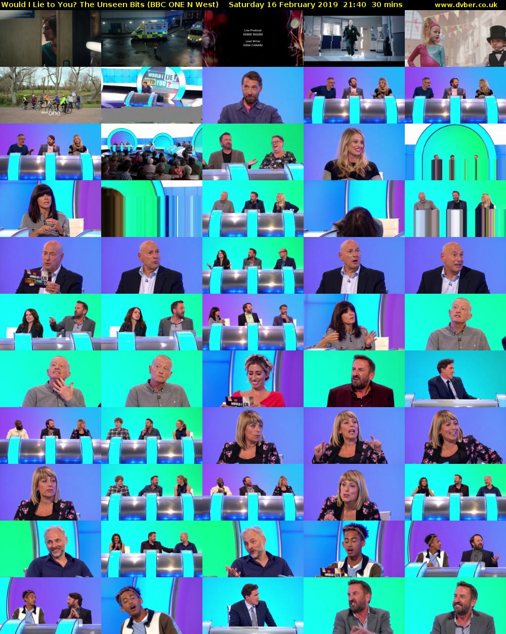Would I Lie to You? The Unseen Bits (BBC ONE N West) Saturday 16 February 2019 21:40 - 22:10