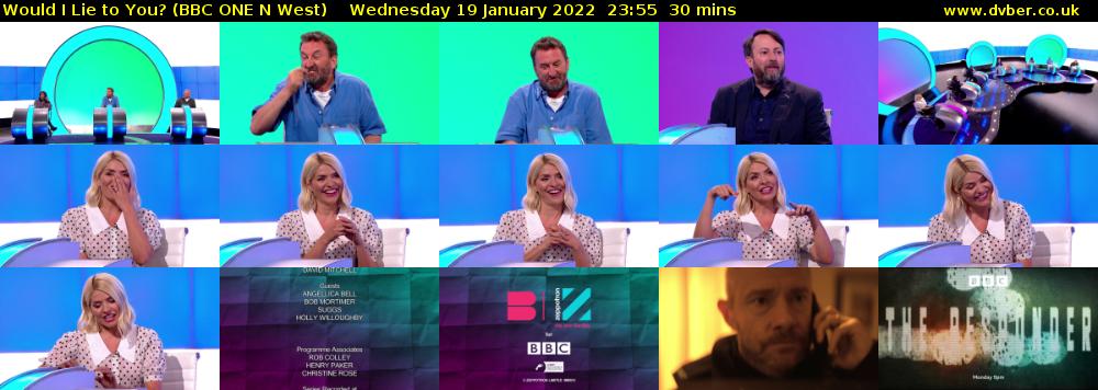 Would I Lie to You? (BBC ONE N West) Wednesday 19 January 2022 23:55 - 00:25