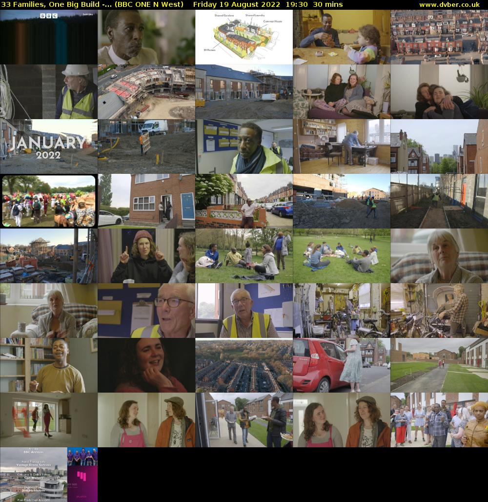 33 Families, One Big Build -... (BBC ONE N West) Friday 19 August 2022 19:30 - 20:00
