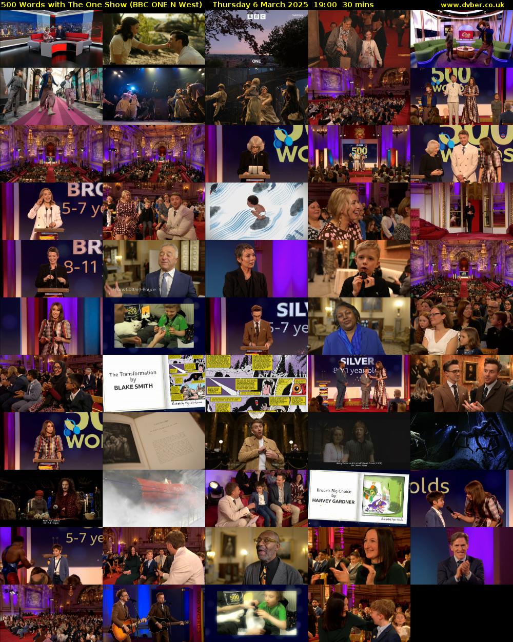 500 Words with The One Show (BBC ONE N West) Thursday 6 March 2025 19:00 - 19:30