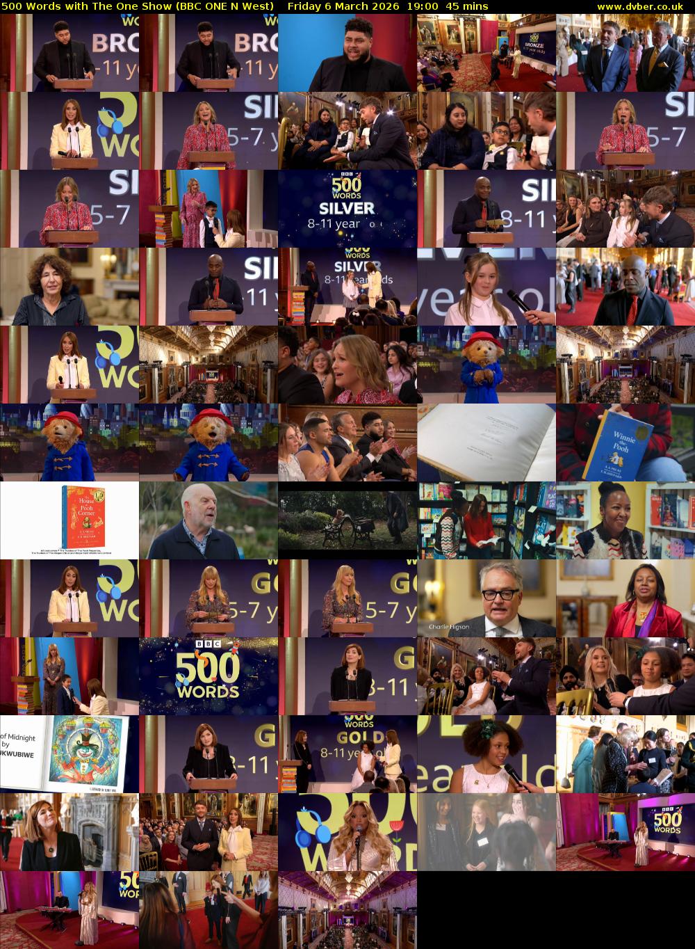 500 Words with The One Show (BBC ONE N West) Friday 6 March 2026 19:00 - 19:45