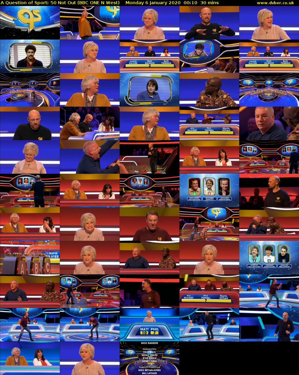 A Question of Sport: 50 Not Out (BBC ONE N West) Monday 6 January 2020 00:10 - 00:40