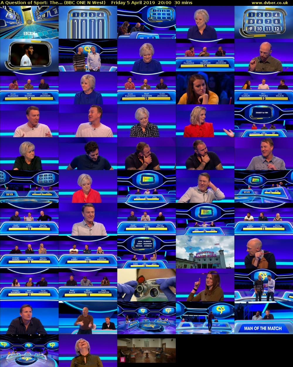A Question of Sport: The... (BBC ONE N West) Friday 5 April 2019 20:00 - 20:30