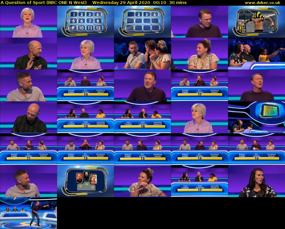 A Question of Sport (BBC ONE N West) Wednesday 29 April 2020 00:10 - 00:40