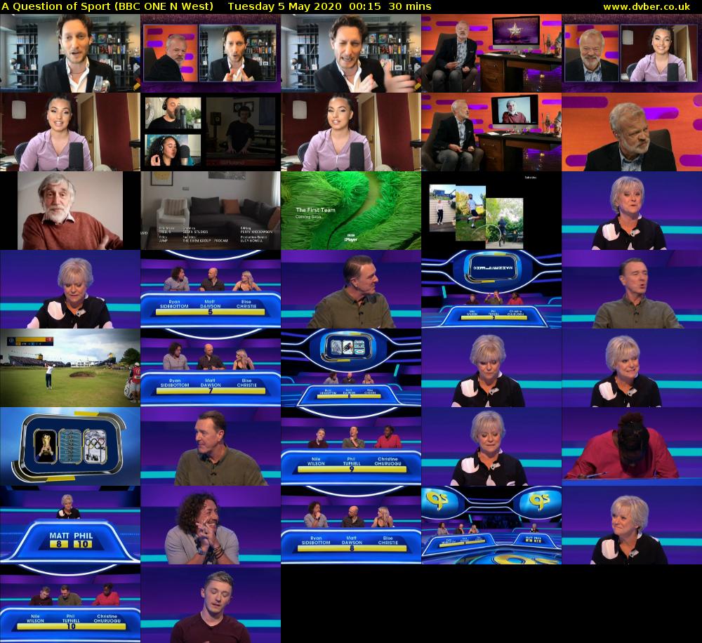 A Question of Sport (BBC ONE N West) Tuesday 5 May 2020 00:15 - 00:45