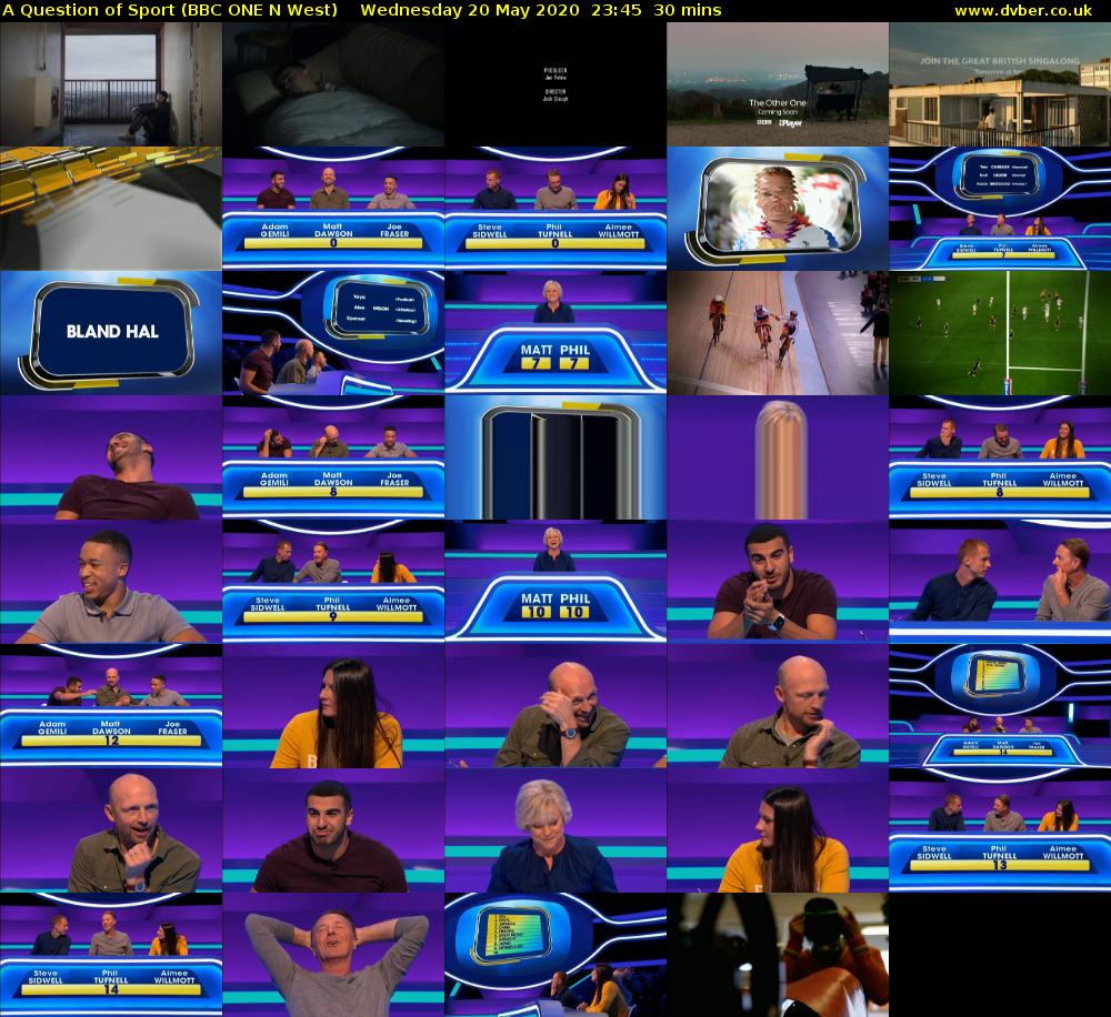 A Question of Sport (BBC ONE N West) Wednesday 20 May 2020 23:45 - 00:15