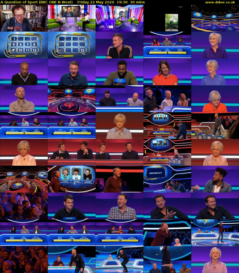 A Question of Sport (BBC ONE N West) Friday 22 May 2020 19:30 - 20:00