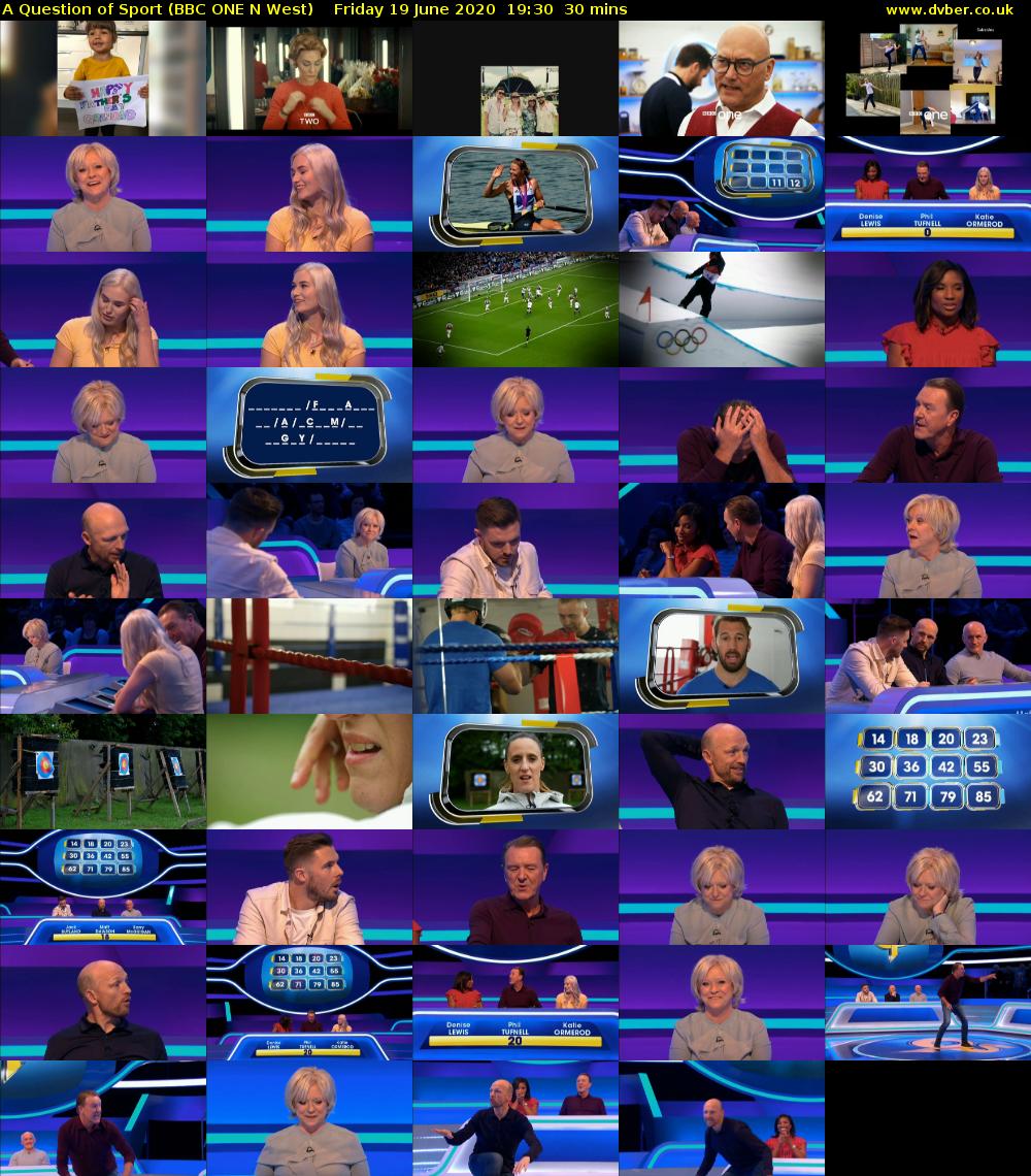 A Question of Sport (BBC ONE N West) Friday 19 June 2020 19:30 - 20:00