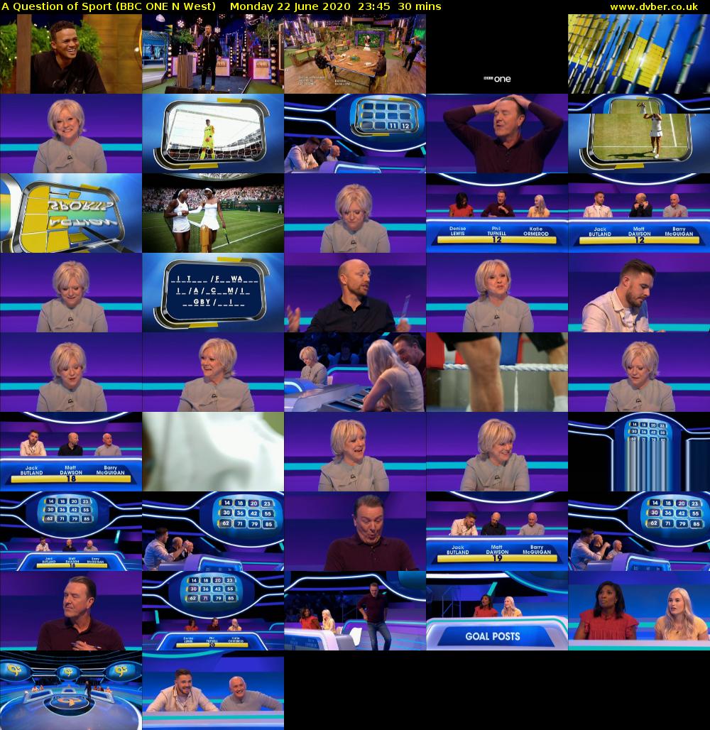 A Question of Sport (BBC ONE N West) Monday 22 June 2020 23:45 - 00:15