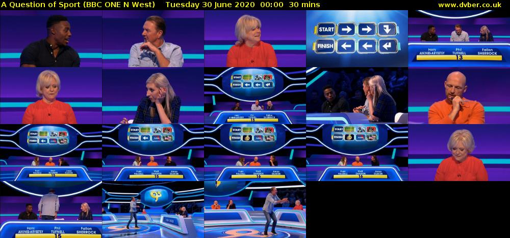 A Question of Sport (BBC ONE N West) Tuesday 30 June 2020 00:00 - 00:30