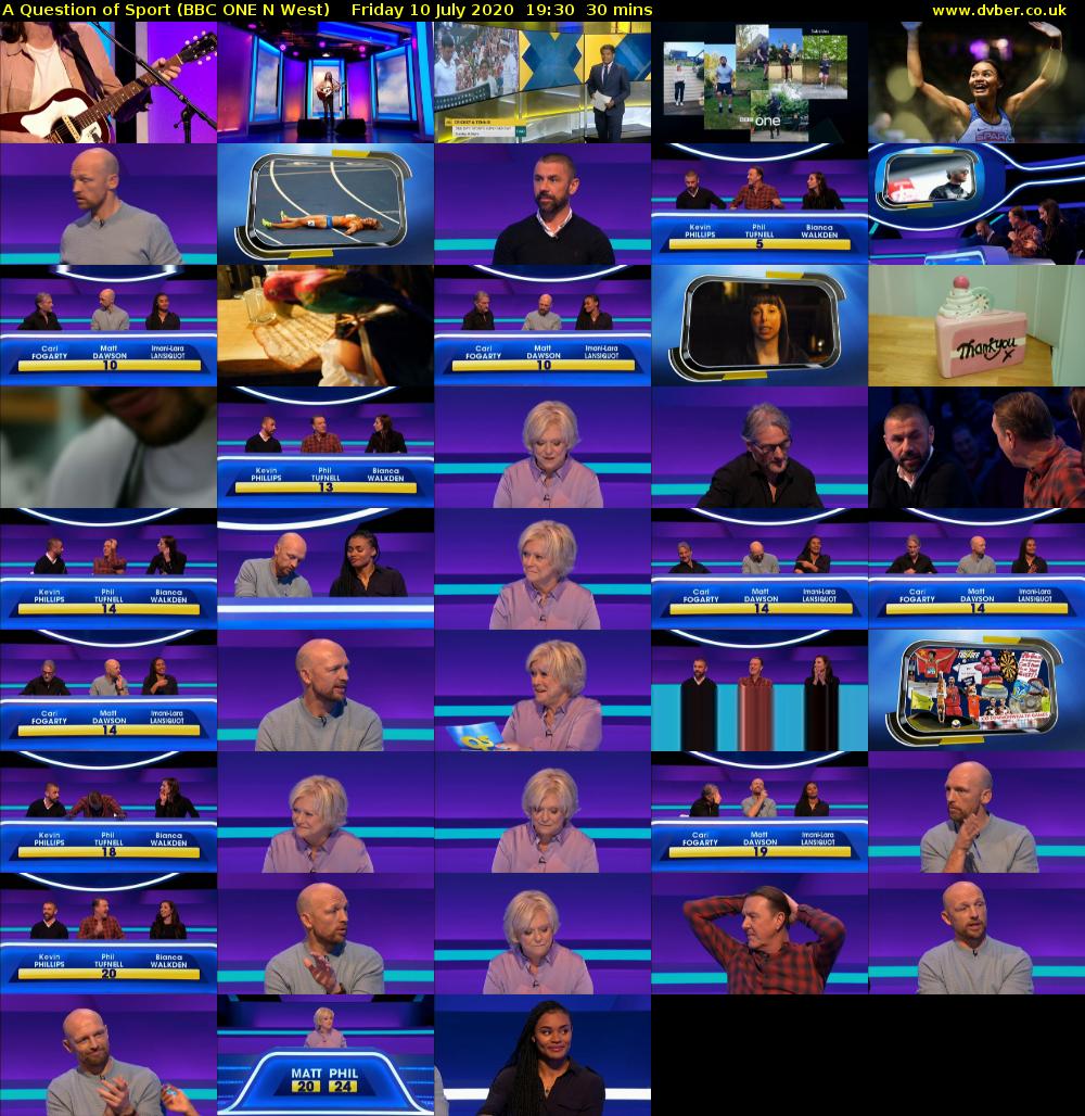 A Question of Sport (BBC ONE N West) Friday 10 July 2020 19:30 - 20:00