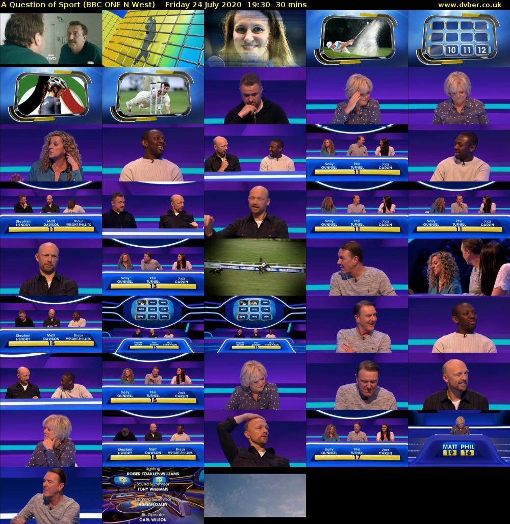 A Question of Sport (BBC ONE N West) Friday 24 July 2020 19:30 - 20:00