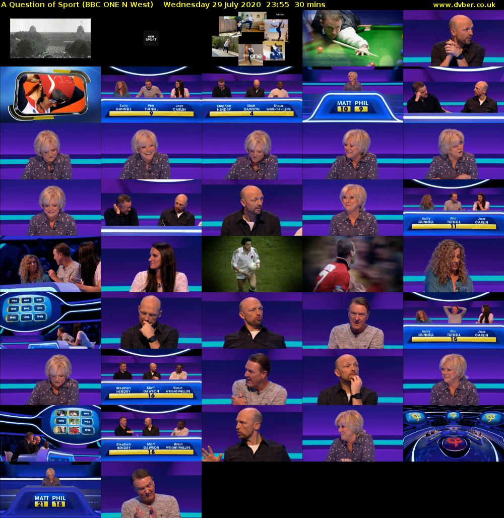 A Question of Sport (BBC ONE N West) Wednesday 29 July 2020 23:55 - 00:25