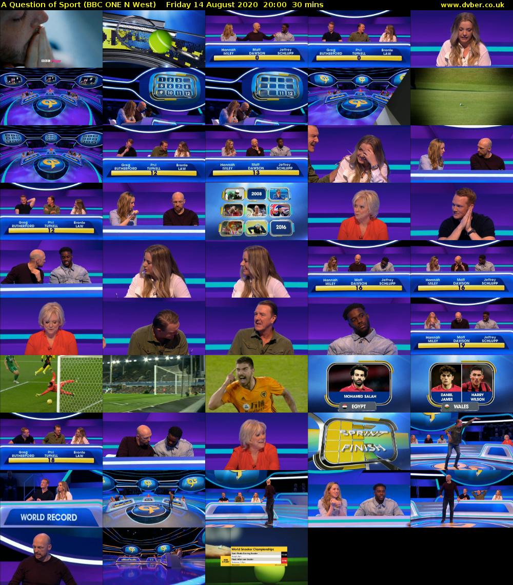 A Question of Sport (BBC ONE N West) Friday 14 August 2020 20:00 - 20:30