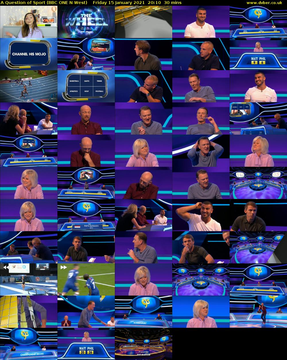A Question of Sport (BBC ONE N West) Friday 15 January 2021 20:10 - 20:40
