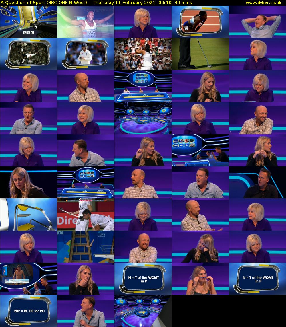 A Question of Sport (BBC ONE N West) Thursday 11 February 2021 00:10 - 00:40