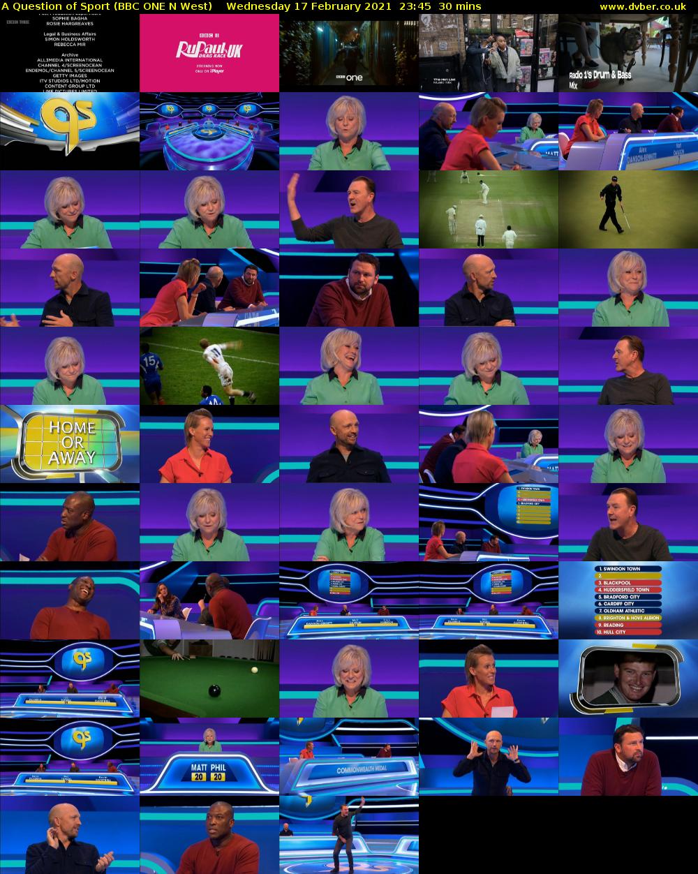A Question of Sport (BBC ONE N West) Wednesday 17 February 2021 23:45 - 00:15