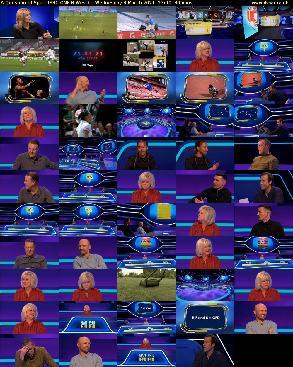 A Question of Sport (BBC ONE N West) Wednesday 3 March 2021 23:40 - 00:10