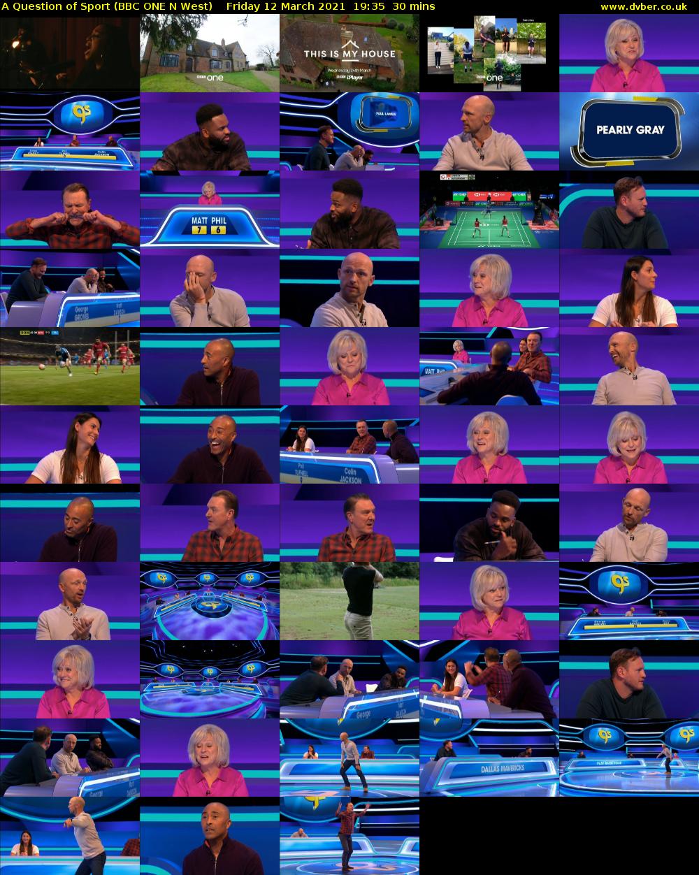 A Question of Sport (BBC ONE N West) Friday 12 March 2021 19:35 - 20:05