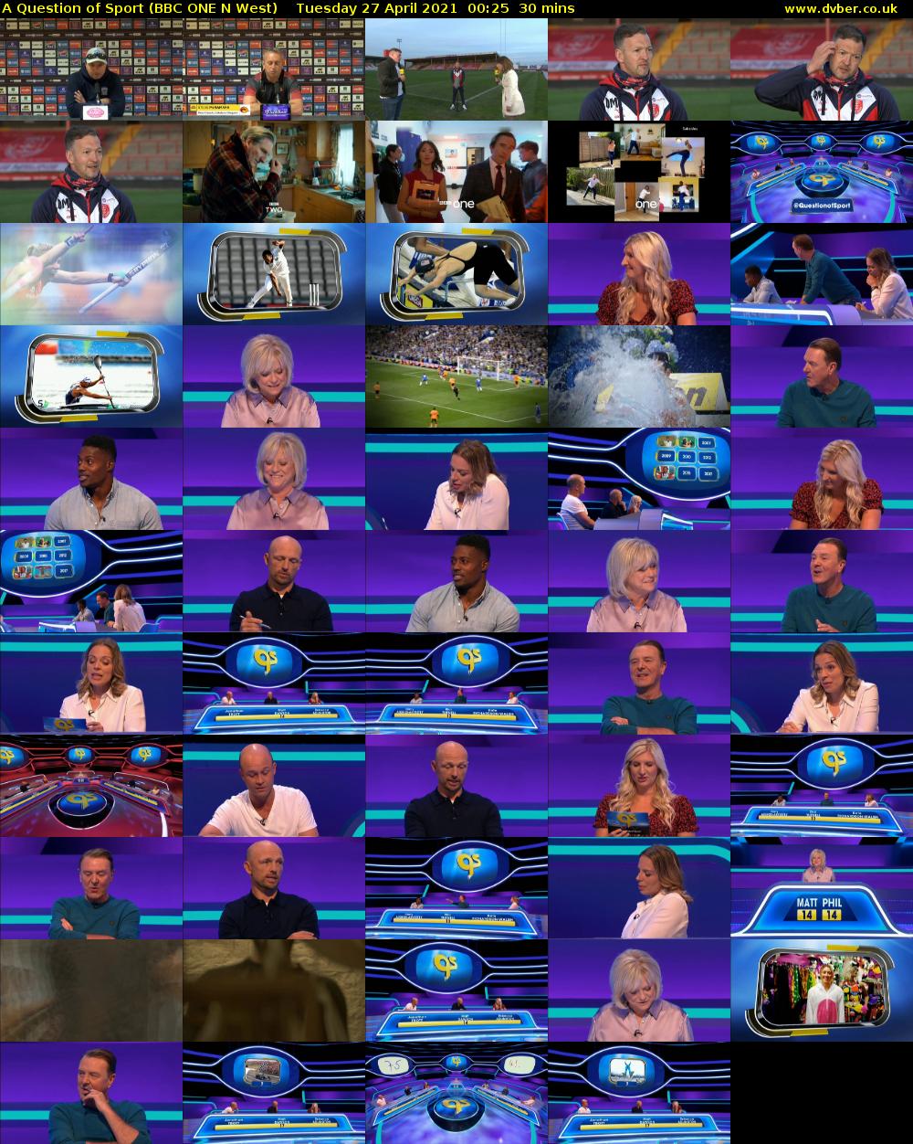 A Question of Sport (BBC ONE N West) Tuesday 27 April 2021 00:25 - 00:55
