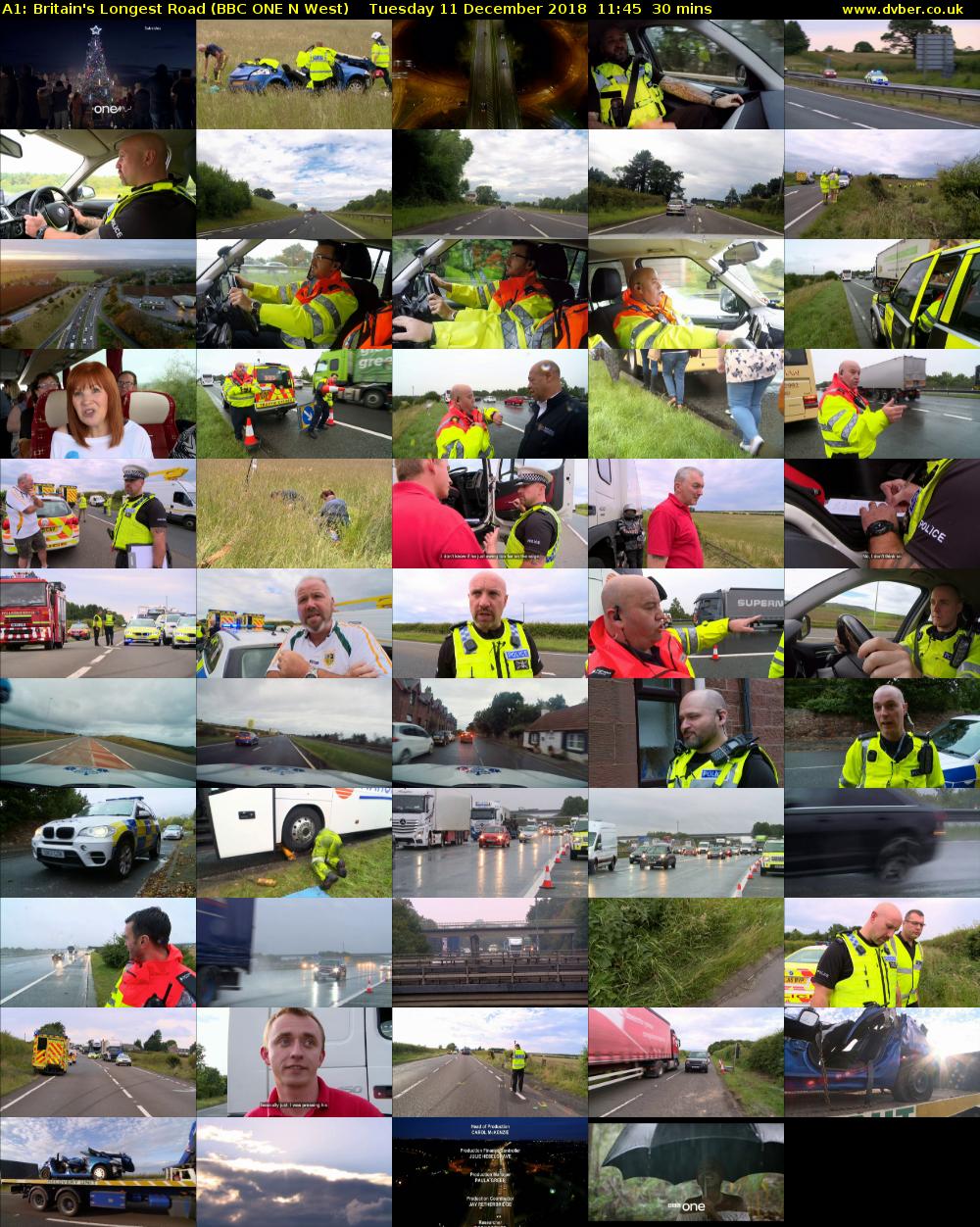 A1: Britain's Longest Road (BBC ONE N West) Tuesday 11 December 2018 11:45 - 12:15