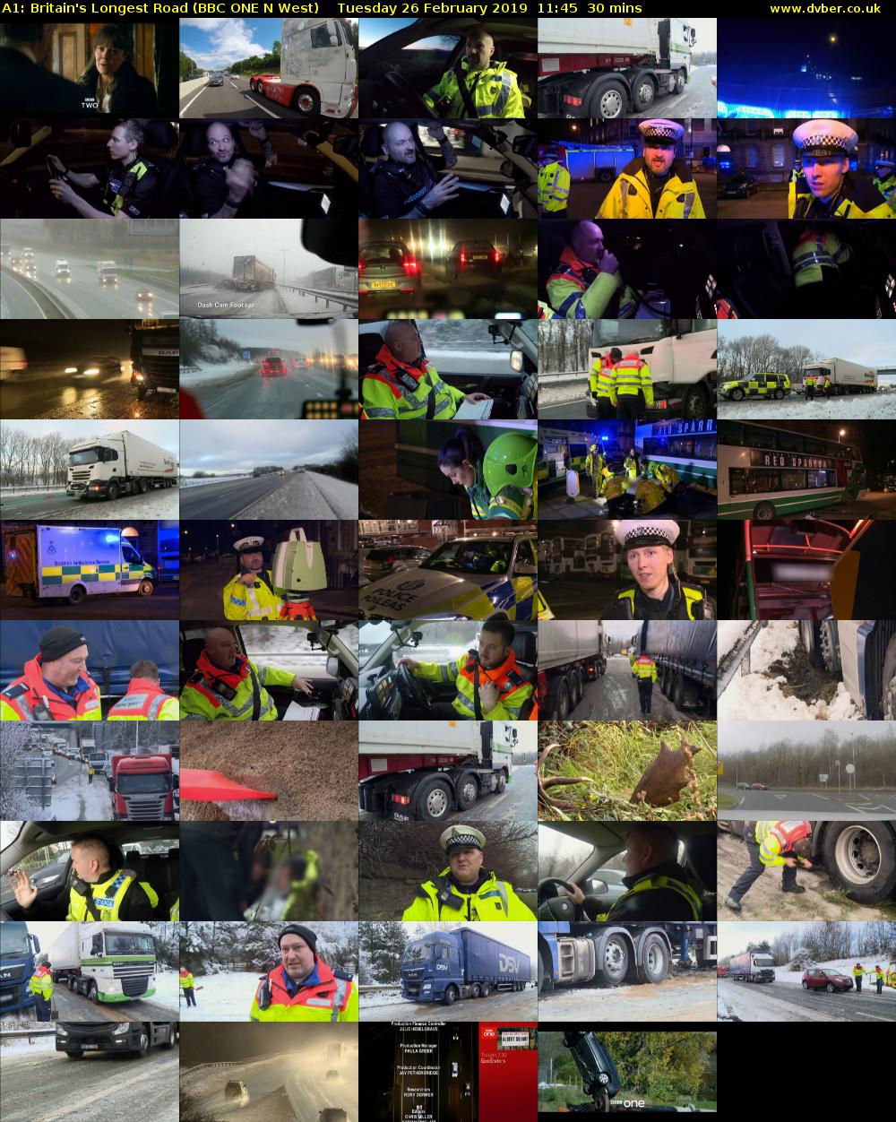 A1: Britain's Longest Road (BBC ONE N West) Tuesday 26 February 2019 11:45 - 12:15
