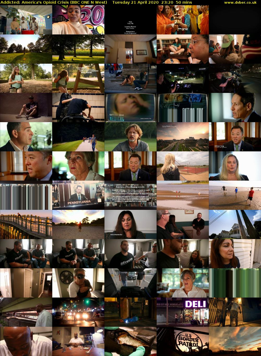 Addicted: America's Opioid Crisis (BBC ONE N West) Tuesday 21 April 2020 23:20 - 00:10