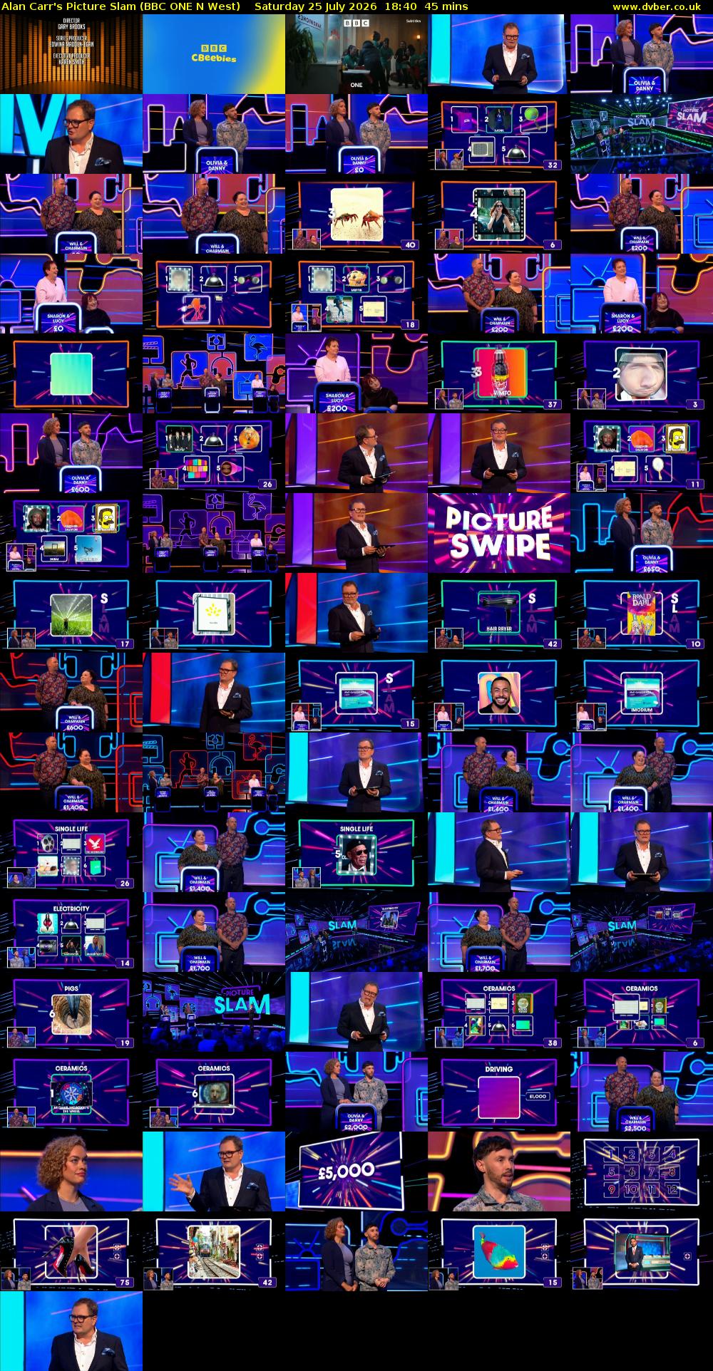 Alan Carr's Picture Slam (BBC ONE N West) Saturday 25 July 2026 18:40 - 19:25