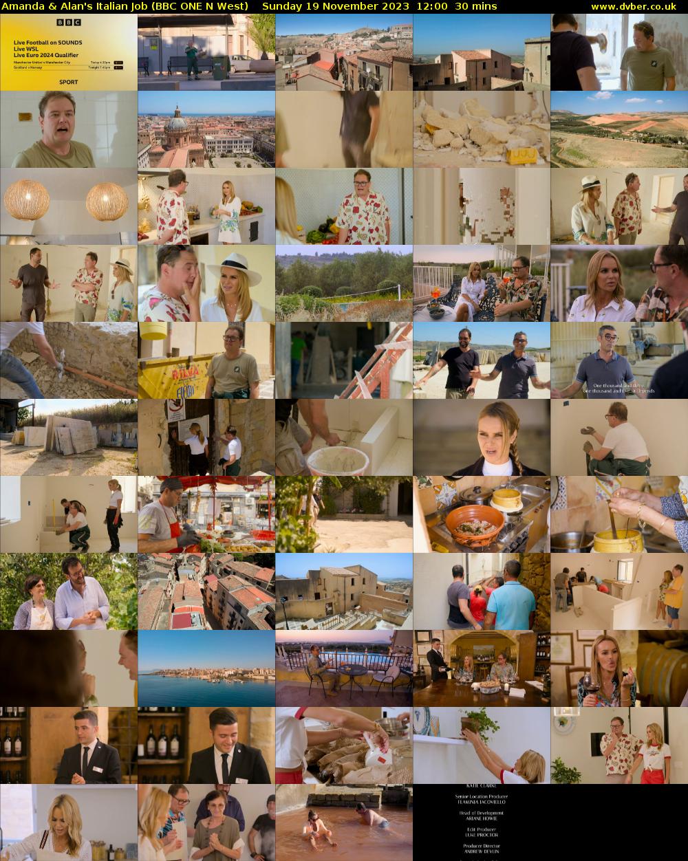 Amanda & Alan's Italian Job (BBC ONE N West) Sunday 19 November 2023 12:00 - 12:30