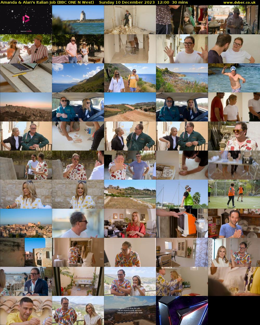 Amanda & Alan's Italian Job (BBC ONE N West) Sunday 10 December 2023 12:00 - 12:30